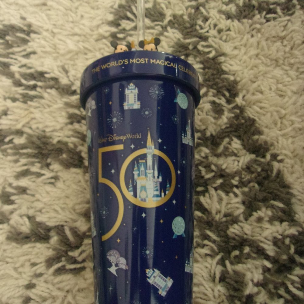 Disney Tumbler With Straw - 50th Anniversary Mickey And Minnie